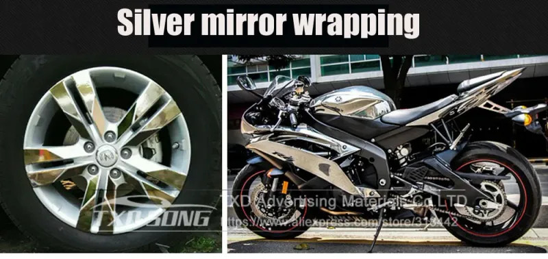New Silver Mirror Chrome Wrap Film High Stretchable Vinyl Decal 10/20/30x152cm