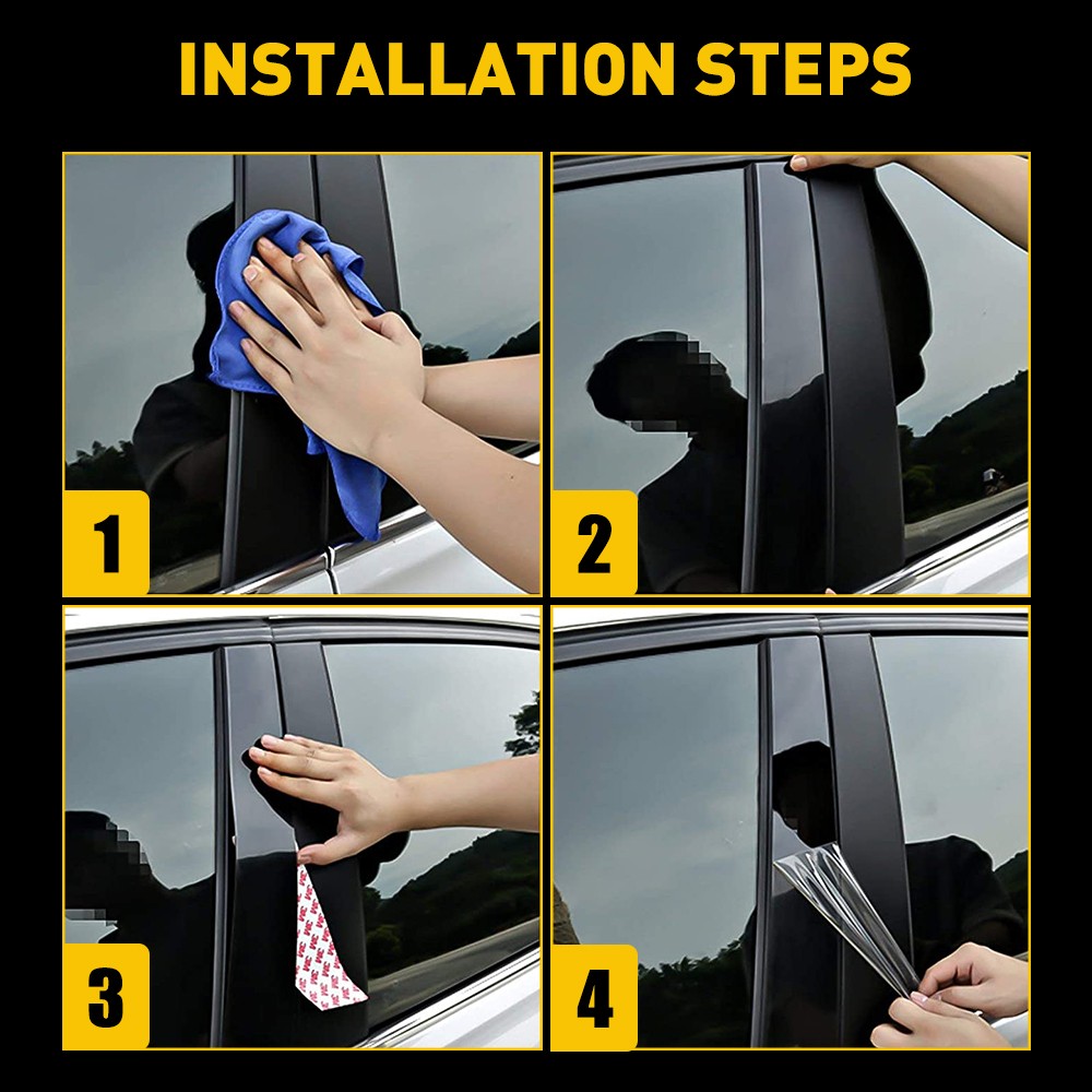 Black Set Window Posts Trim Pillar Door Cover Kit For Honda CRV CR-V 2017-2022