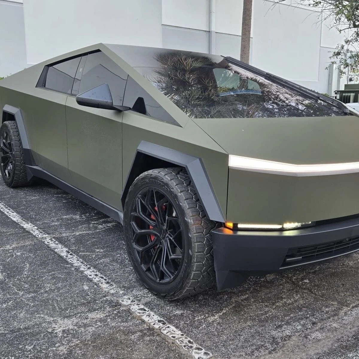 Cybertruck PreCut Paint Protection PET Vinyl Wrap Color Change Armored Green