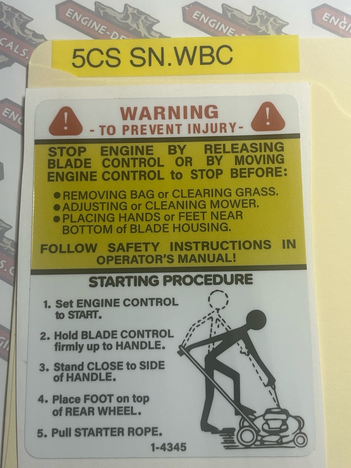 Snapper Steel Deck Mower Warning Decals Reproduction Engine Decals Multi Choice