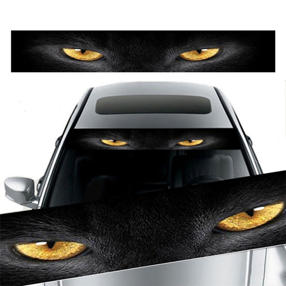 Sticker Decal For Car Front/Rear Windshield Sunshade 3D Yellow Eye Leopar Decor