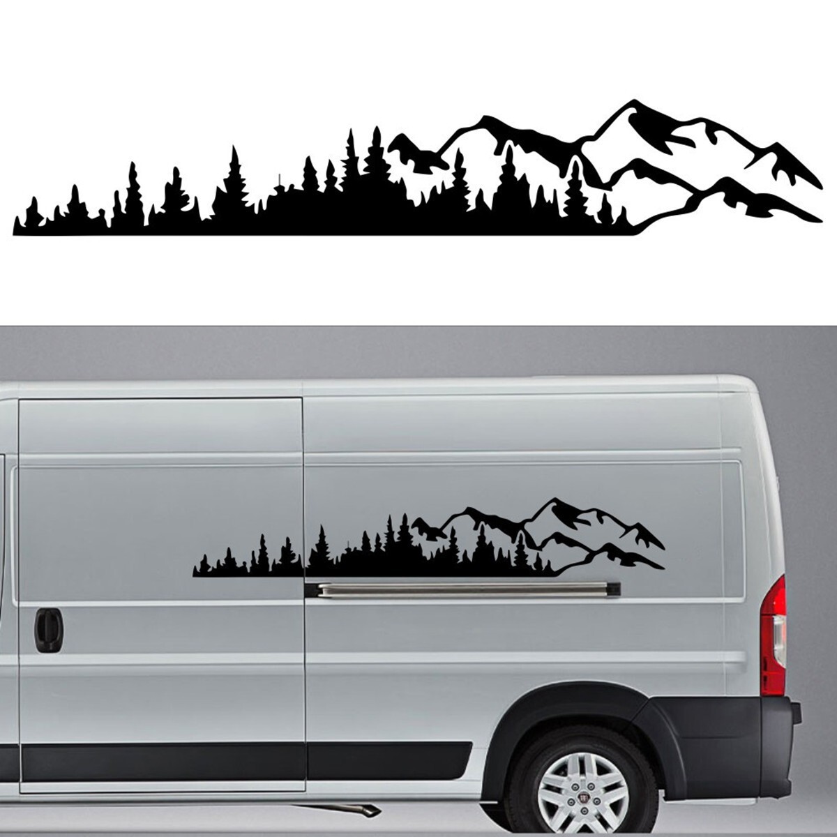 Vinyl Decal Sticker Car Side Body Door Tree Mountain Forest Graphics Decor 2PCS