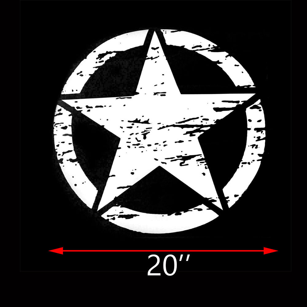 20” Army Star Distressed Vinyl Decal Car Hood Side Body Badge For Jeep Wrangler