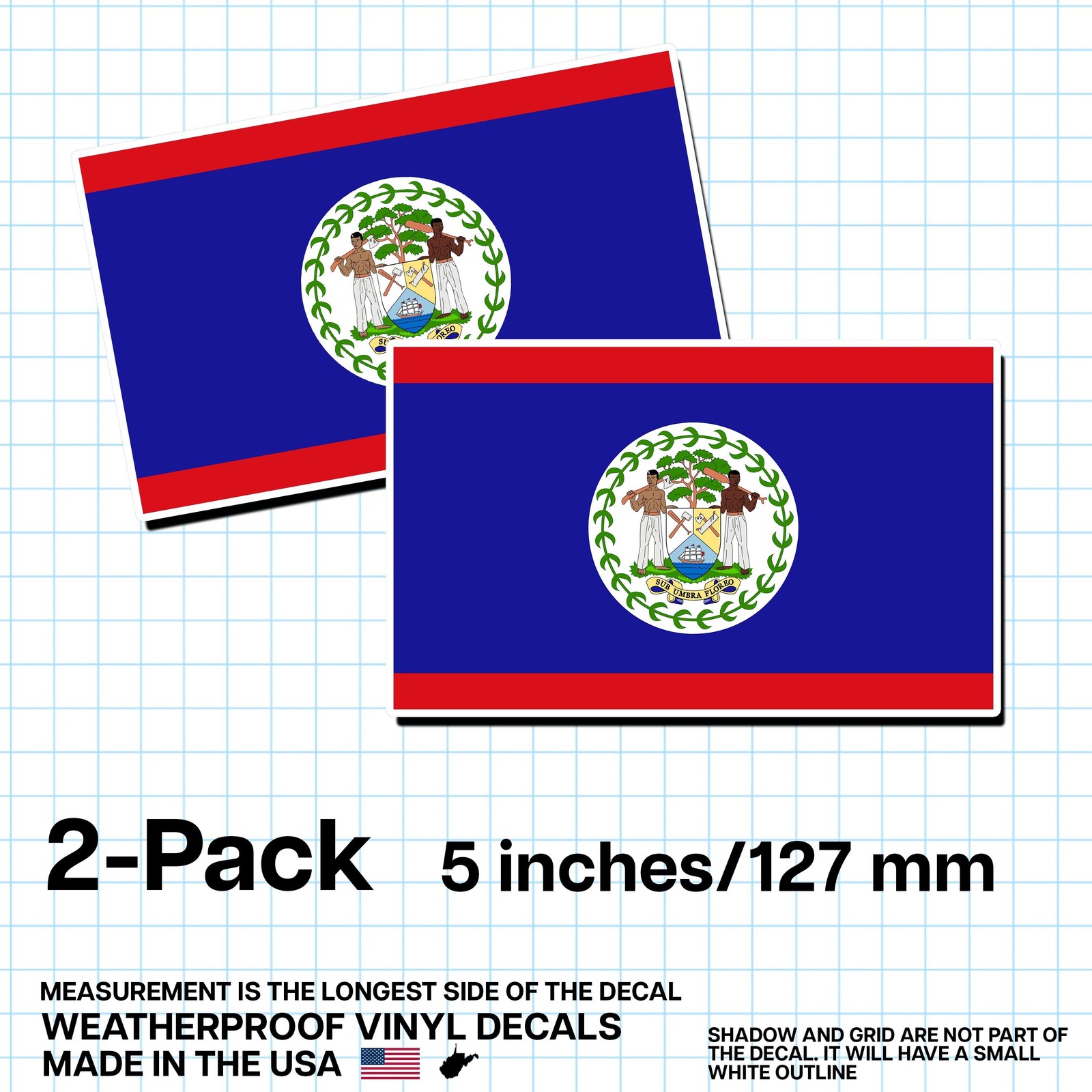 Belize Flag Sticker 5″ 2-Pack – BZ Decal – Belizean Pride Vinyl