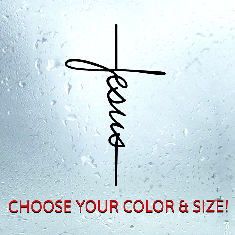 Jesus Cross Decal – Christian Car Sticker, Faith Vinyl, Religious Decor God Car