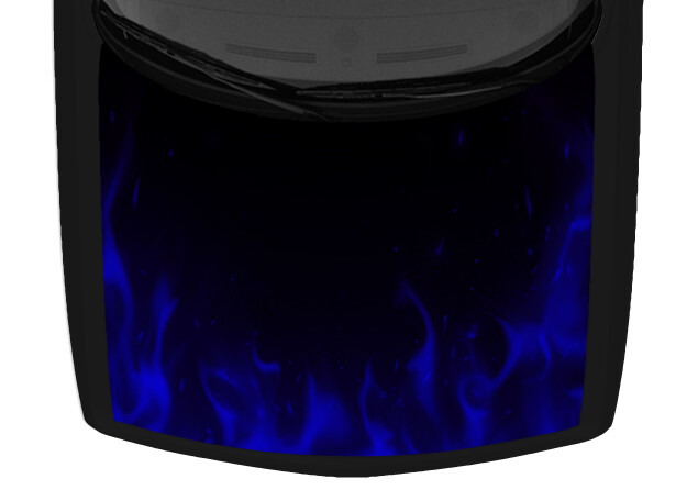 Dark Blue Burning Flames Ember Truck Hood Wrap Vinyl Decal Car Graphic 58″x65″