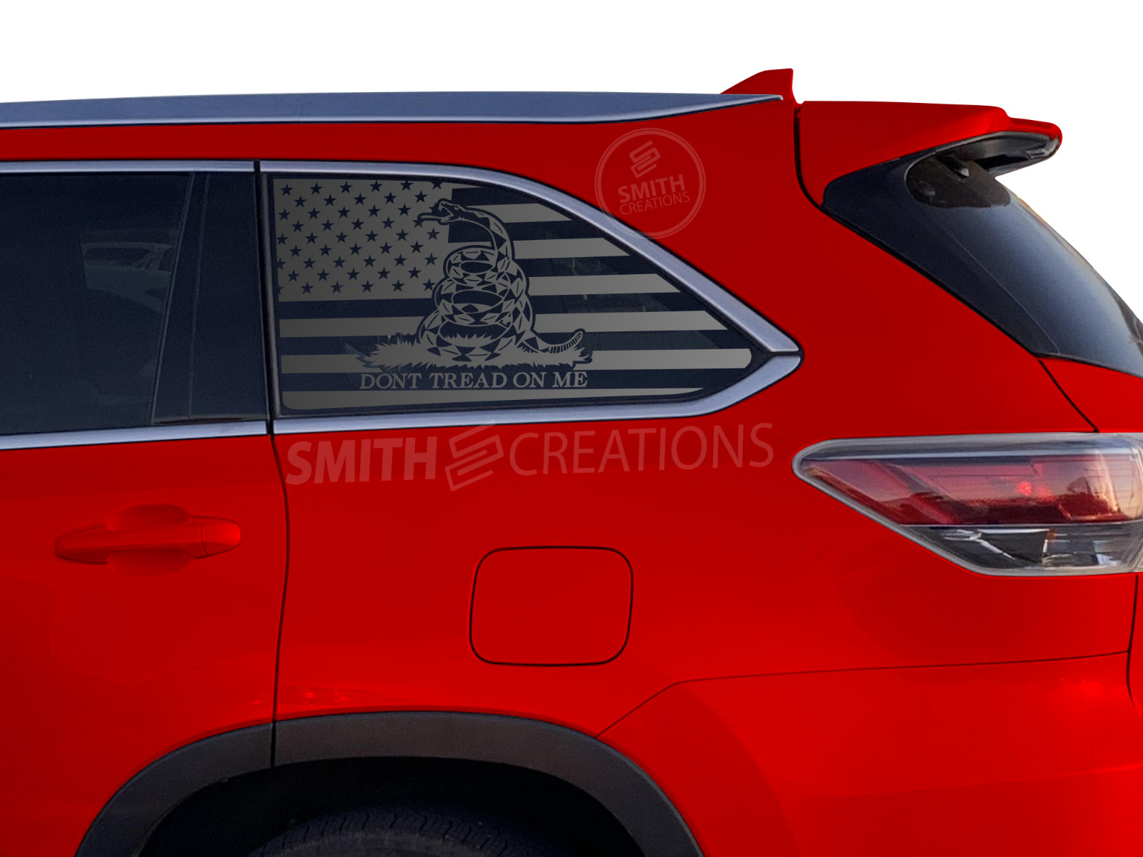 Fits 2014-2019 Toyota Highlander Standard American Flag + Gadsden Window Decal
