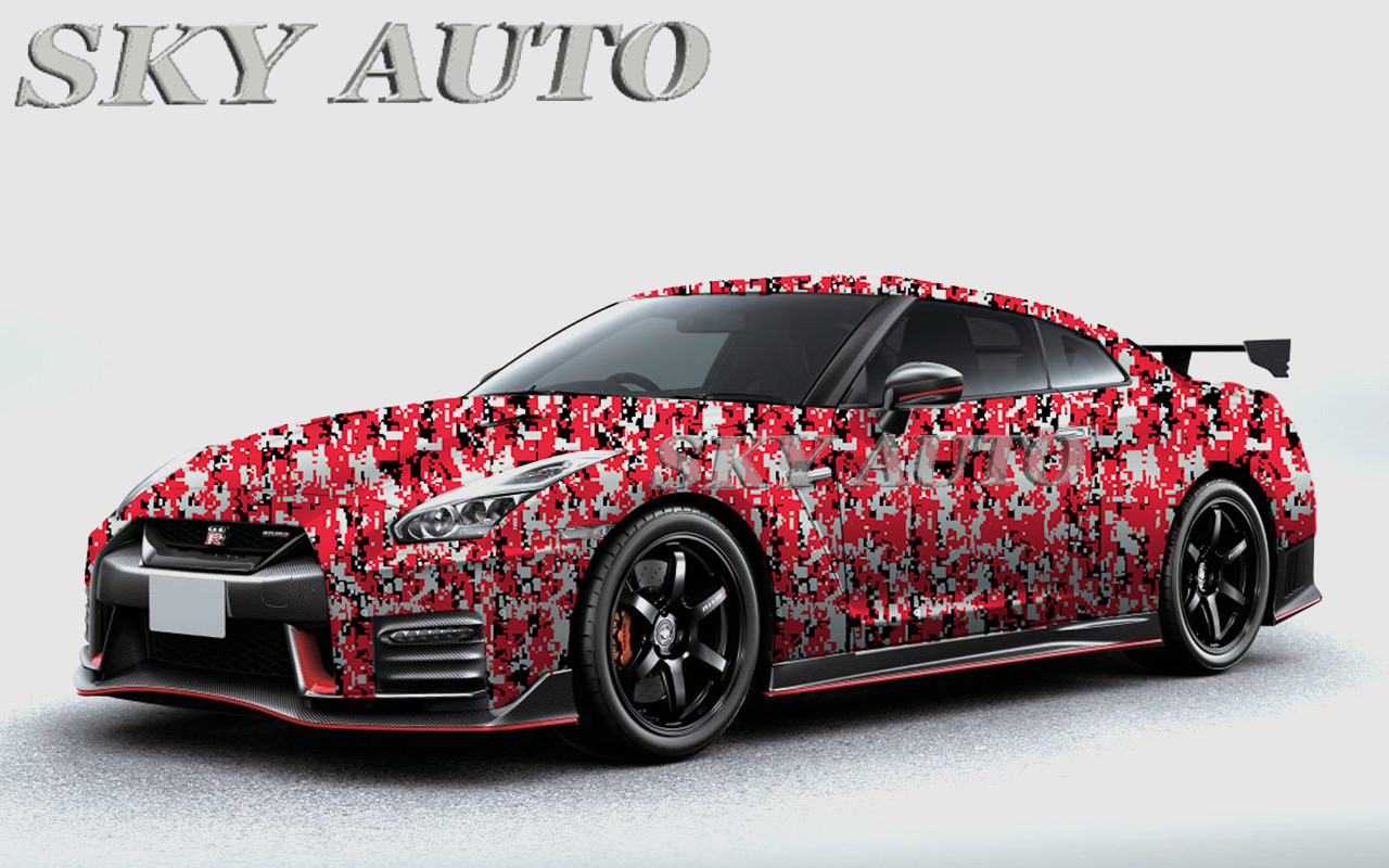 ( 1FT x 5FT ) DIGITAL RED Camouflage Vinyl Car Wrap Film Sheet