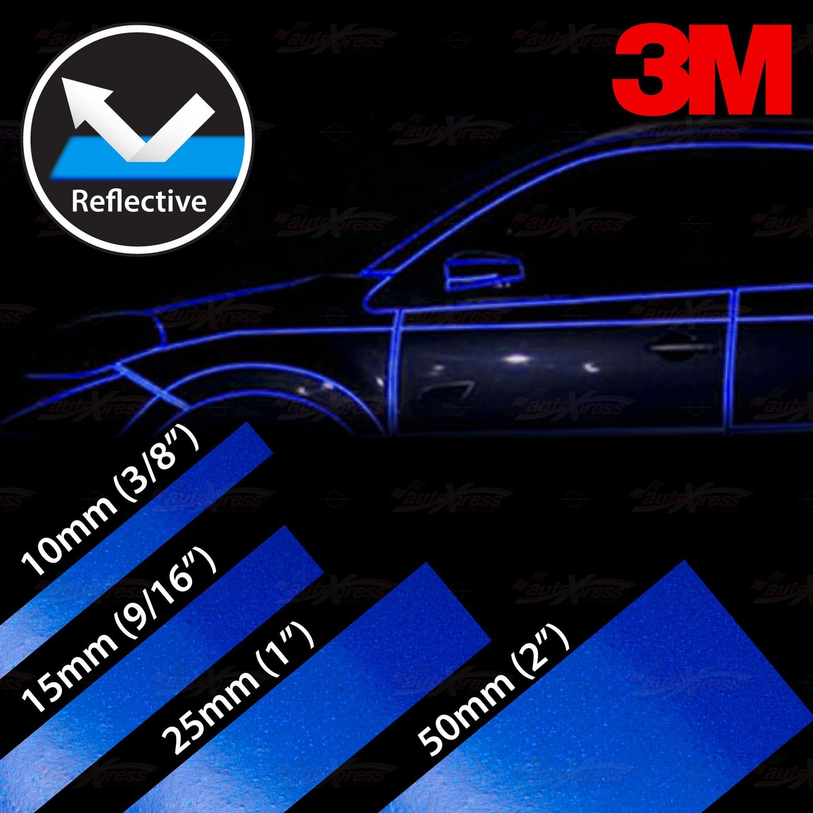 3M REFLECTIVE Conspicuity Adhesive Roll Decal Tapes Stickers Various Color Sizes