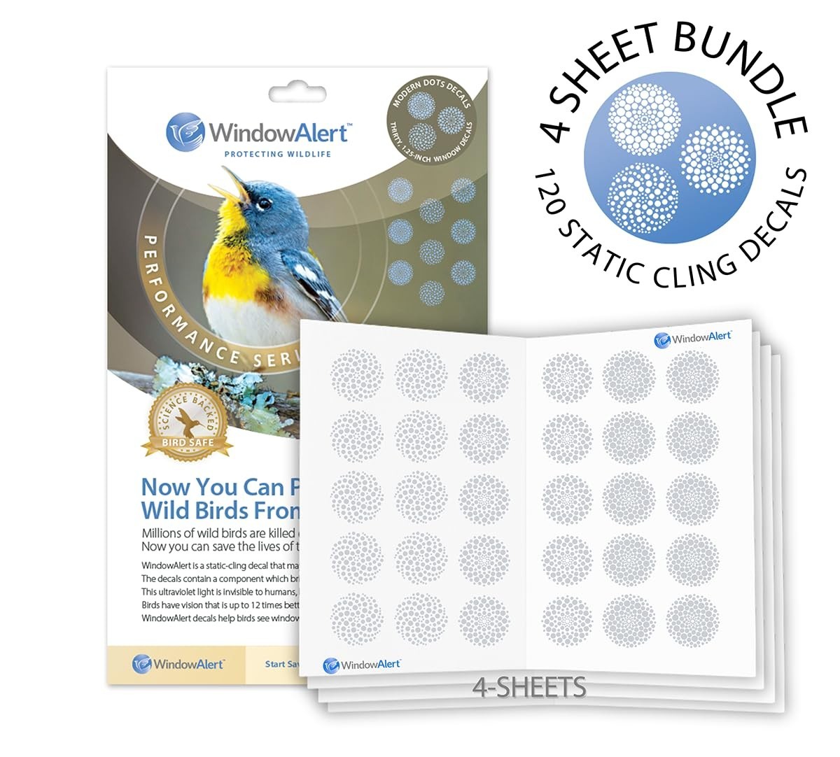4 Pack UV-Reflective Anti-Collision Window Decals – Protect Birds from Glass