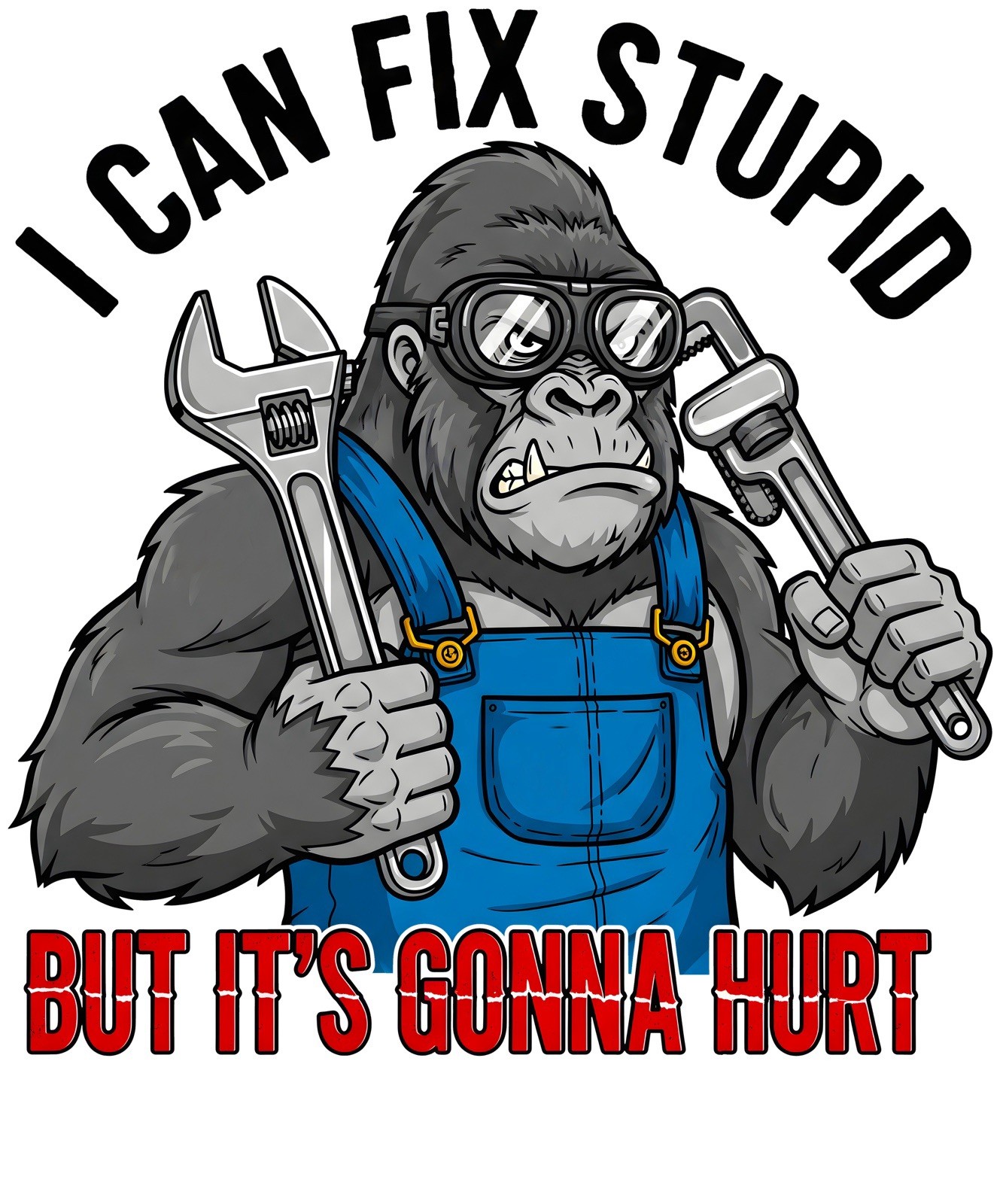 Funny Sarcastic Animal Quote Sticker (3 Inch) I Can Fix Stupid But It Will Hurt!