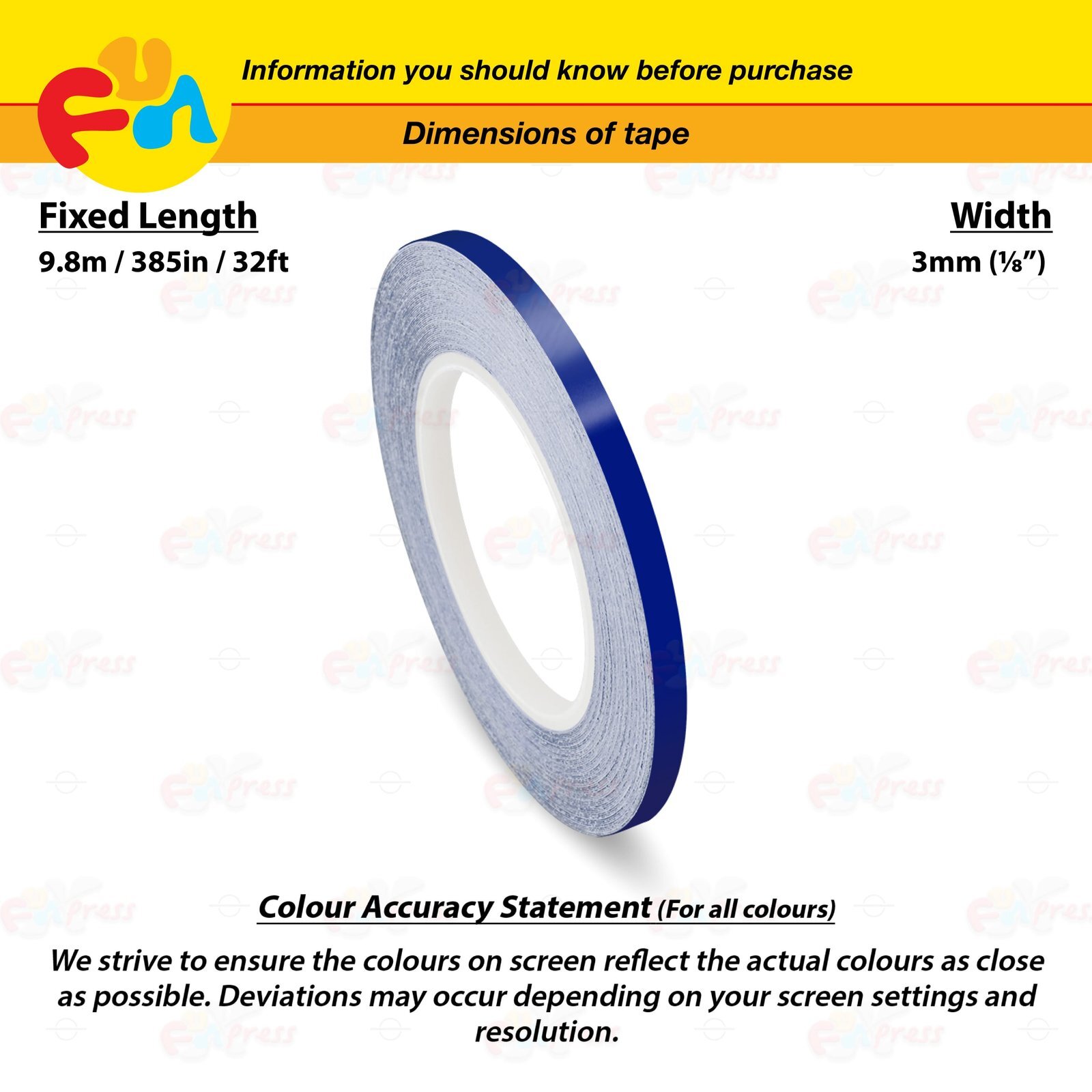 DEEP BLUE 3mm 1/8″ Roll Pin Stripe PinStriping Solid Line Tape Vinyl Car STICKER