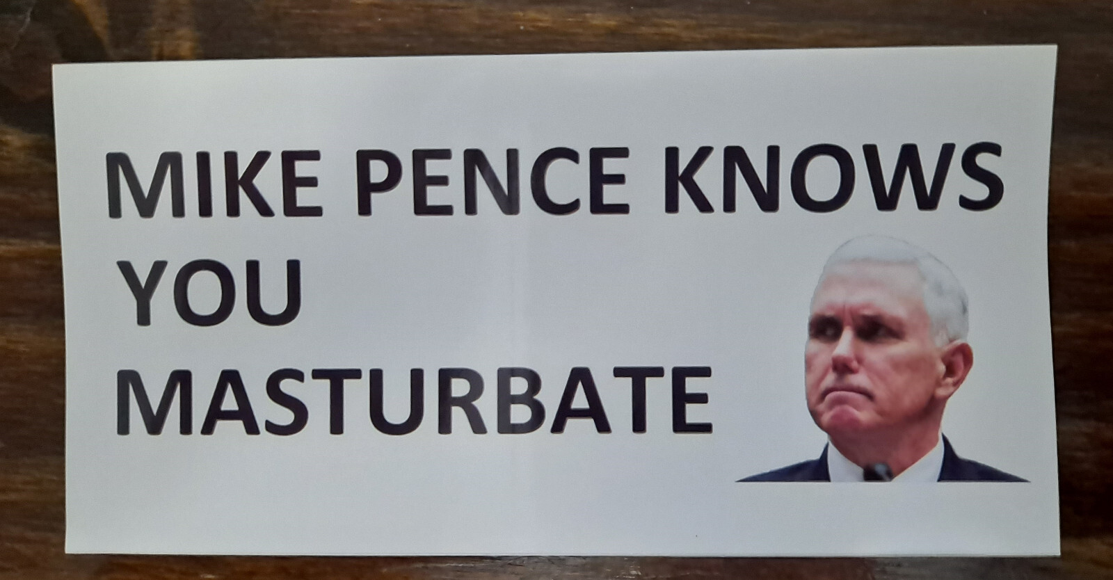 “Mike Pence Knows You **********” – Bumper Sticker – 6in x 3in