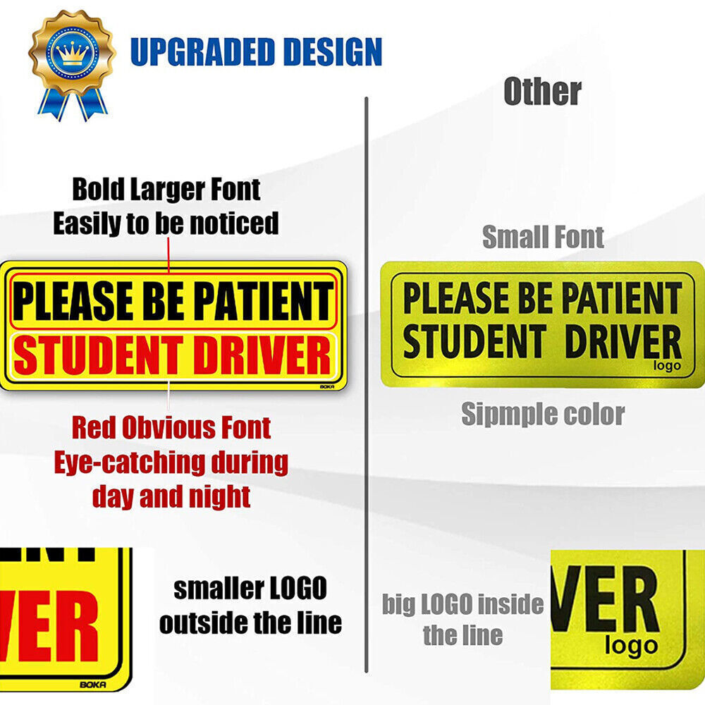 3Pcs Student Driver Magnet Car Signs Please Be Patient Car Bumper Stickers Decal