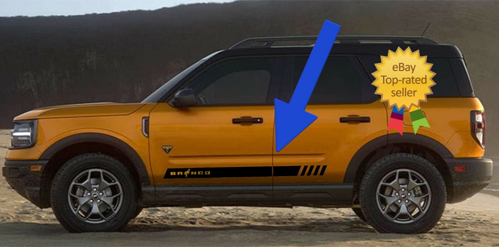 Rocker Door Graphics 2021 2022 2023 2024 FOR Ford Bronco Sport MATTE BLACK