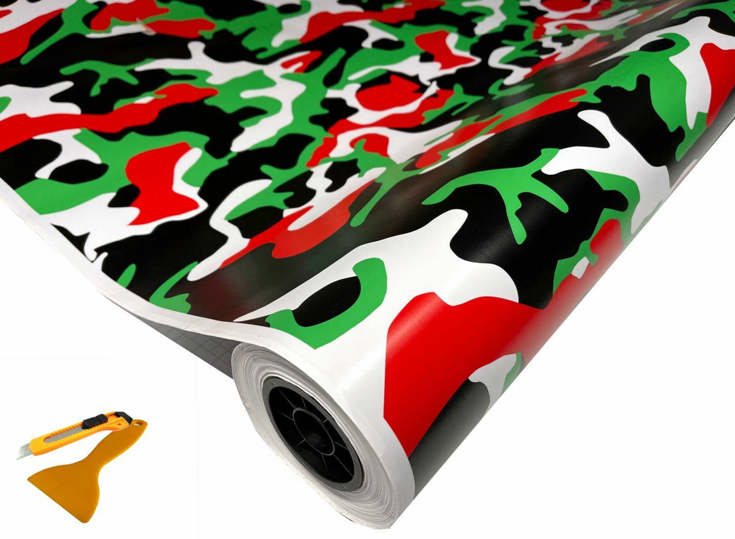 Red Green White Black Camo Vinyl Car Wrap Film Sheet +Free Tools (2 feet & up )