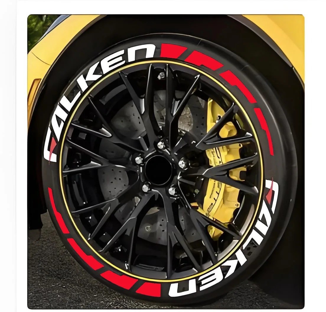 8pcs/lot Car Tire Decor Stickers Car Tuning Universal 3D Permanent PVC Joined