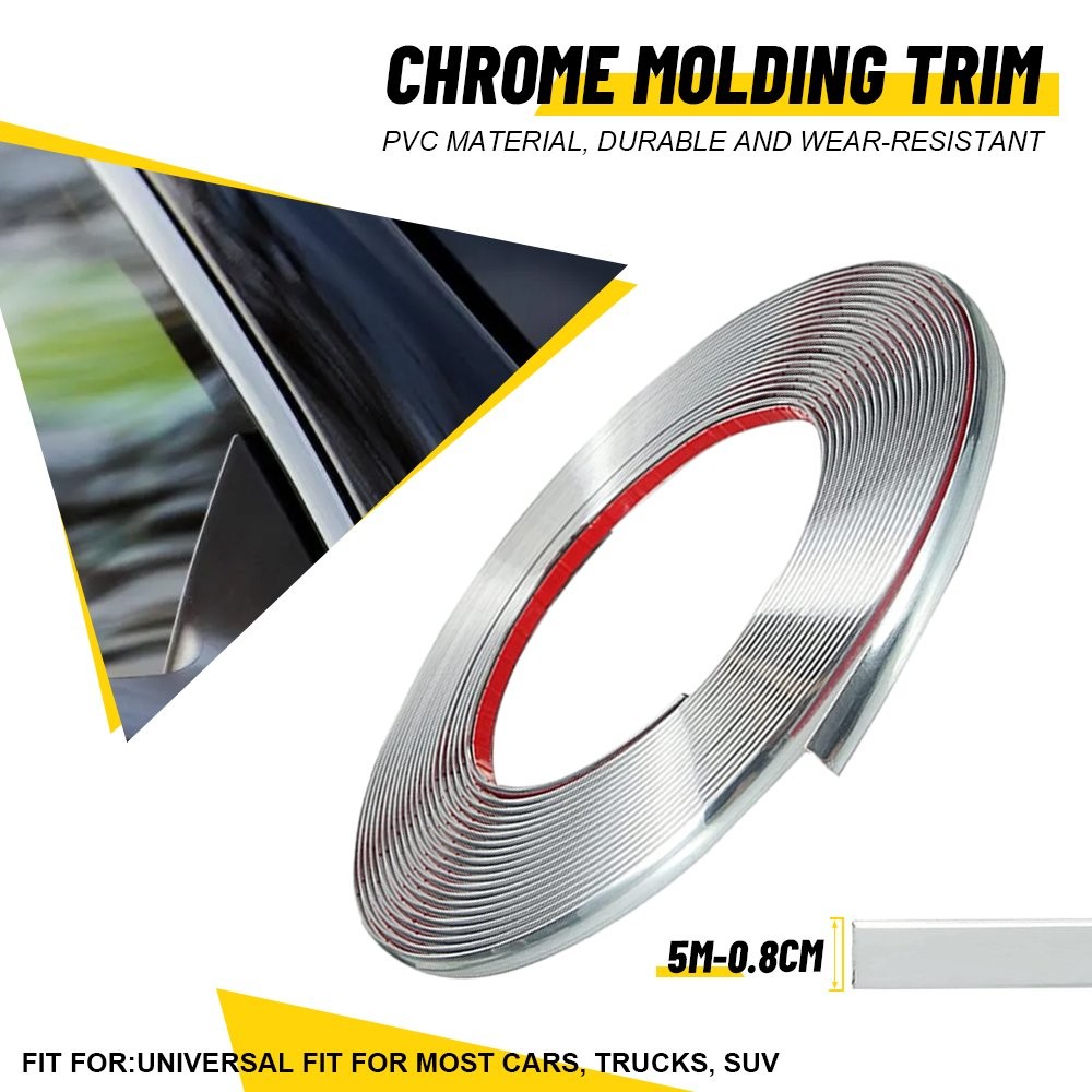 5M 16.4Ft Car Edge Door Window Guard Chrome Molding Trim Protector Strip Tape
