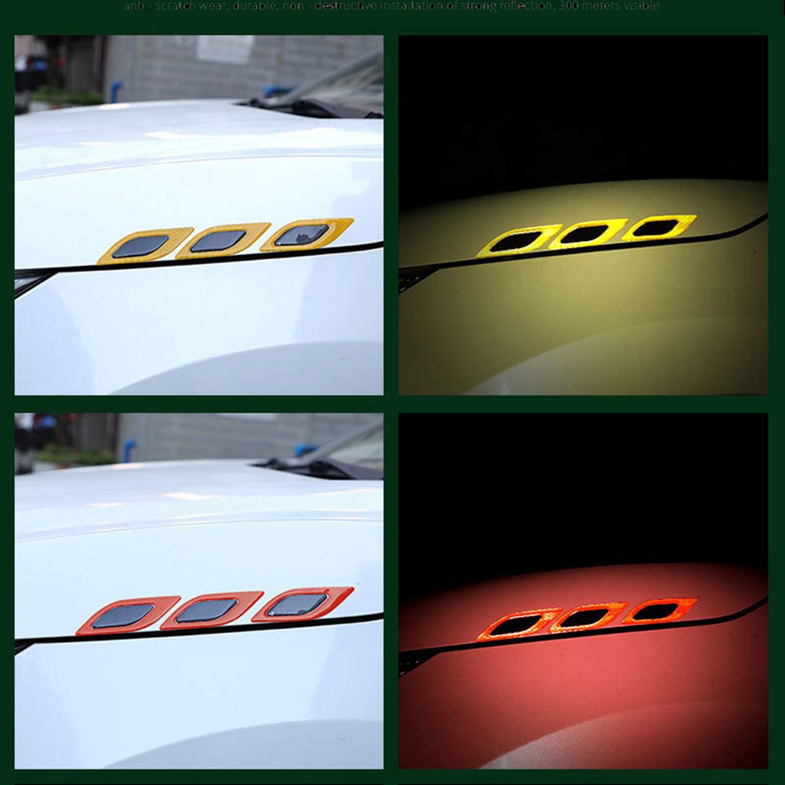 6pcs 9cm x 3.5cm Auto Car Vent Exterior Edge Bumper Reflective Stickers Decals
