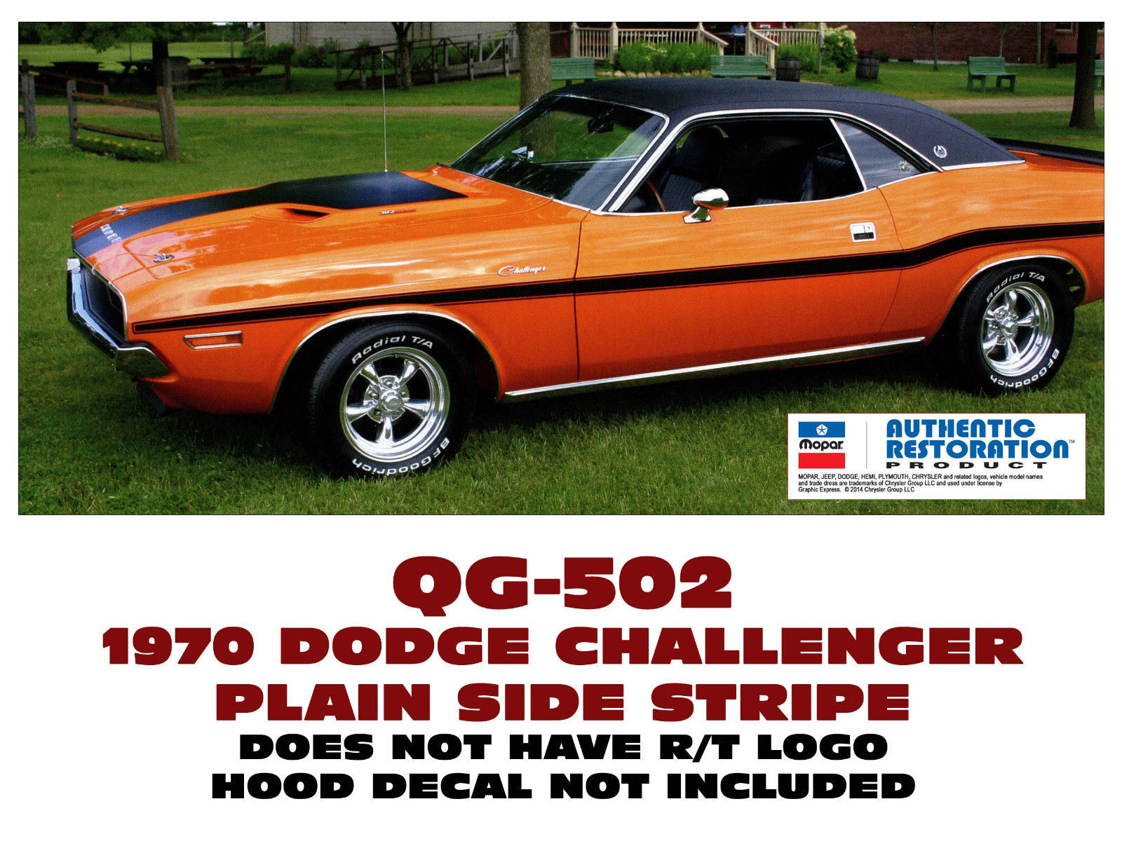 GE-QG-502 1970 DODGE CHALLENGER – PLAIN MID BODY SIDE STRIPE KIT – DECAL