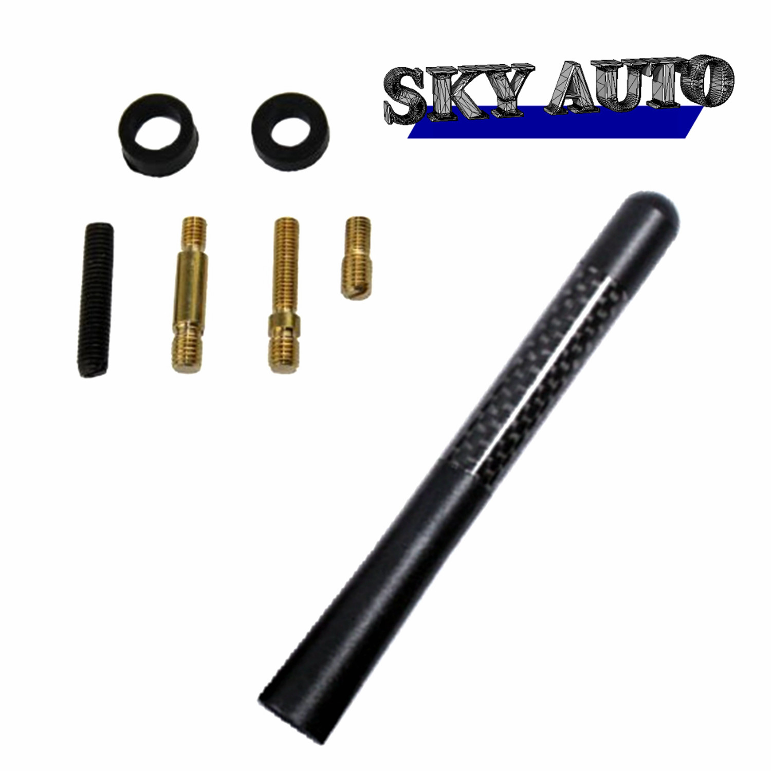 12cm Carbon Fiber Polished External Screws Base Type Short Antenna for car AM/FM