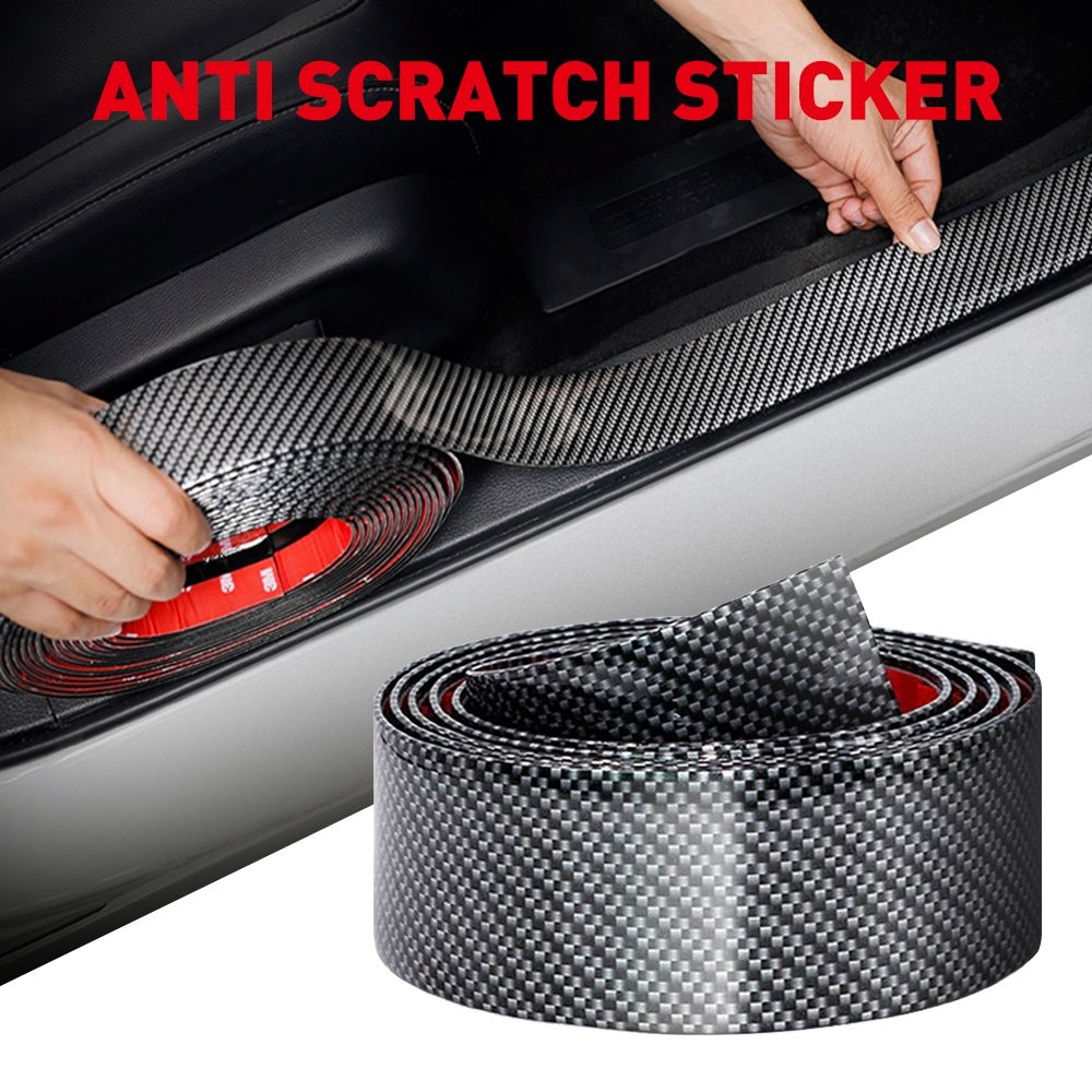 AUXITO Carbon Fiber Vinyl Car Door Sill Scuff Cover Plate Sticker Protector EOA