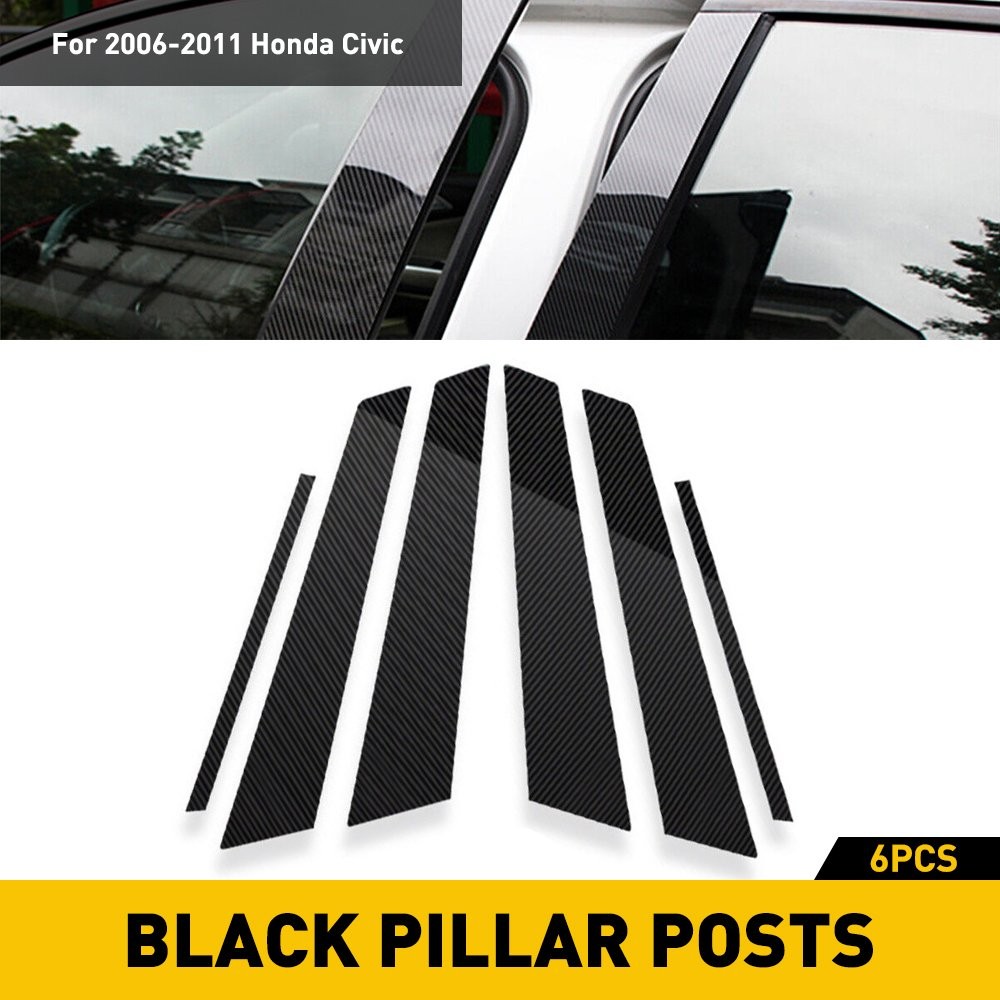 1/2set Pillar Window Cover Posts Trims Door for Honda Civic Sedan 2006-11 Carbon
