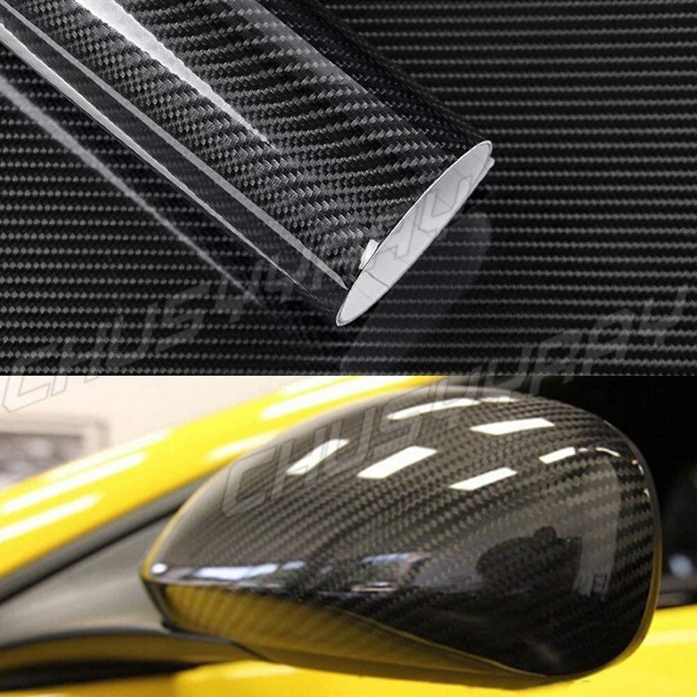 5D Gloss Black Carbon Fiber Car Vinyl Wrap Auto Sticker Decal Film Roll for Cars