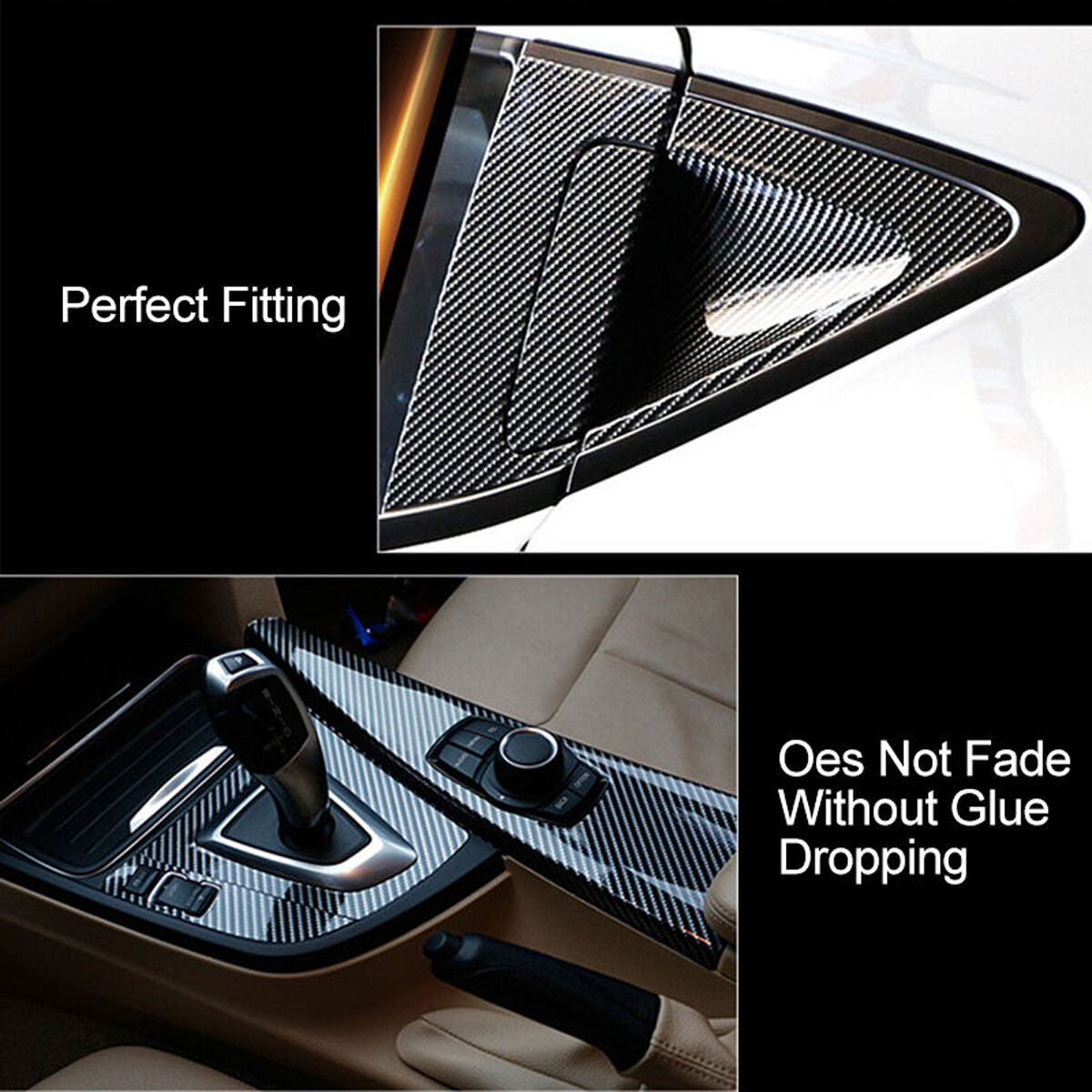Premium Fibra De Carbono For Car Vinilo Para Autos Carros Negro 30cm*152cm 7D US