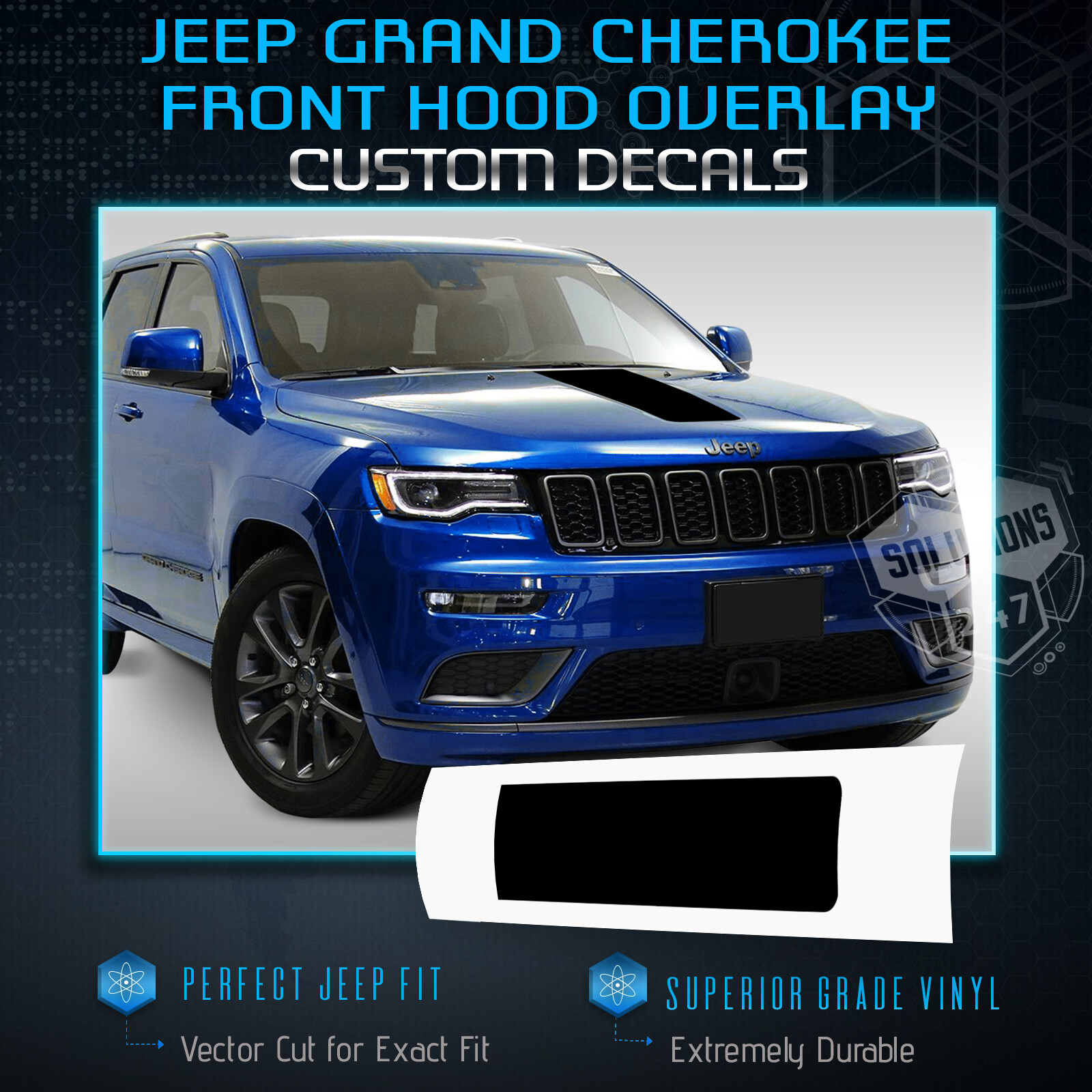 For 2011-2019 Jeep Grand Cherokee Front Hood Graphic Vinyl Decal – Glossy Matte
