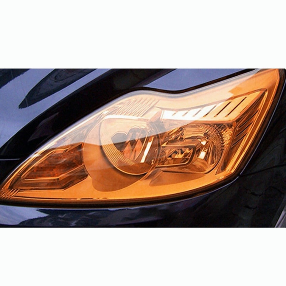 12″x78″ Transparent Orange Lens Vinyl Fit Headlight Taillamp Protection Film