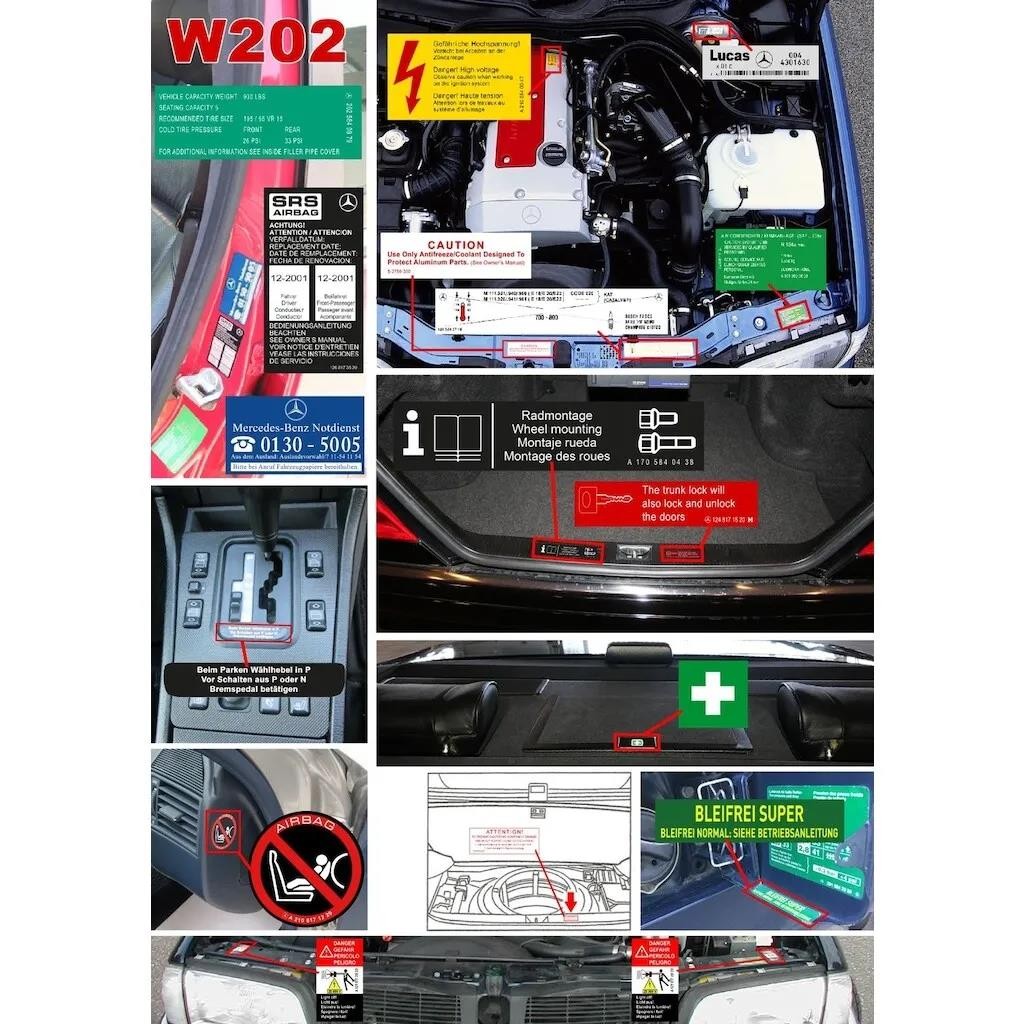 Decal Set Stickers For Mercedes-Benz W202 C Class All Models Best Quality