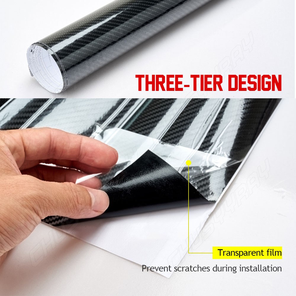 1x High Gloss Black Carbon fiber Vinyl Automotive Car Wrap Film Interior 12×30″