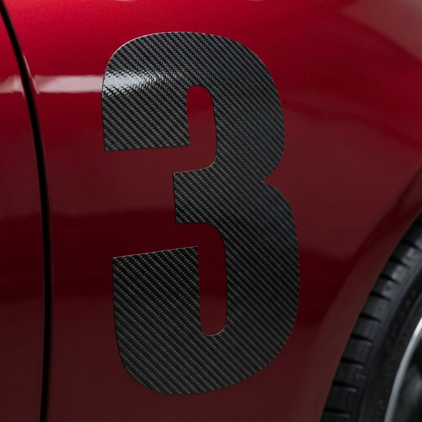 Carbon Fiber Finish Racing Number Sticker Vinyl Decal – Custom Car Race Numbers