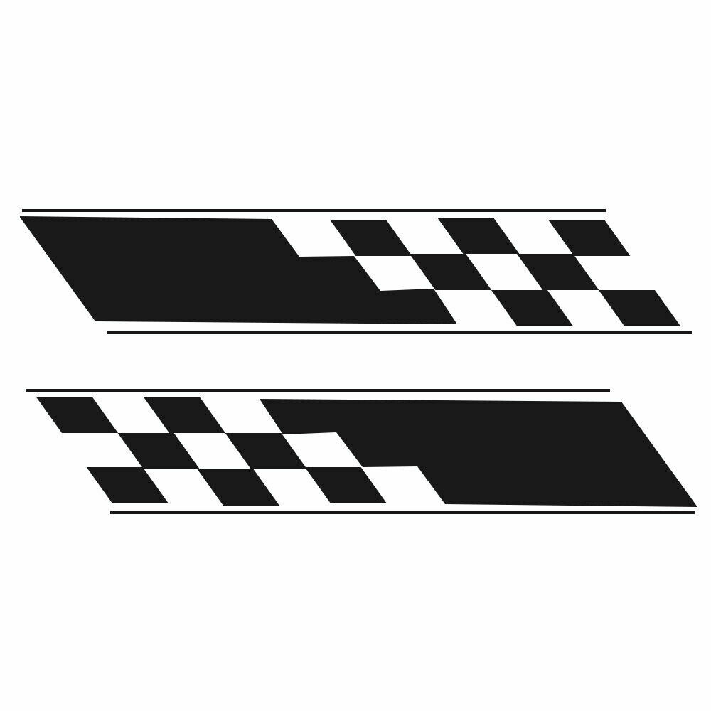 2X Sport Rally Racing Plaid Car Body Side Door Skirt Fender Stripe Decal Sticker