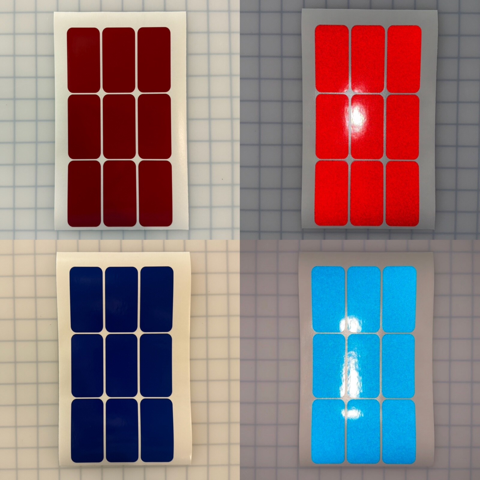 9 Reflective 1.5″ x 3″ ELG Rectangles (10 Different Colors) Bike Safety Stickers