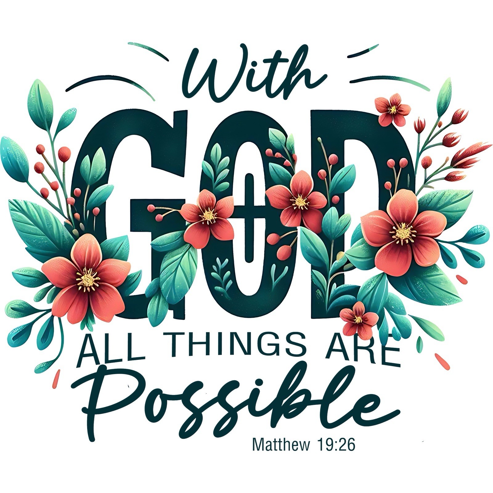 Christian Sticker (3 Inch) Religious Quote With God Anything Is Possible !