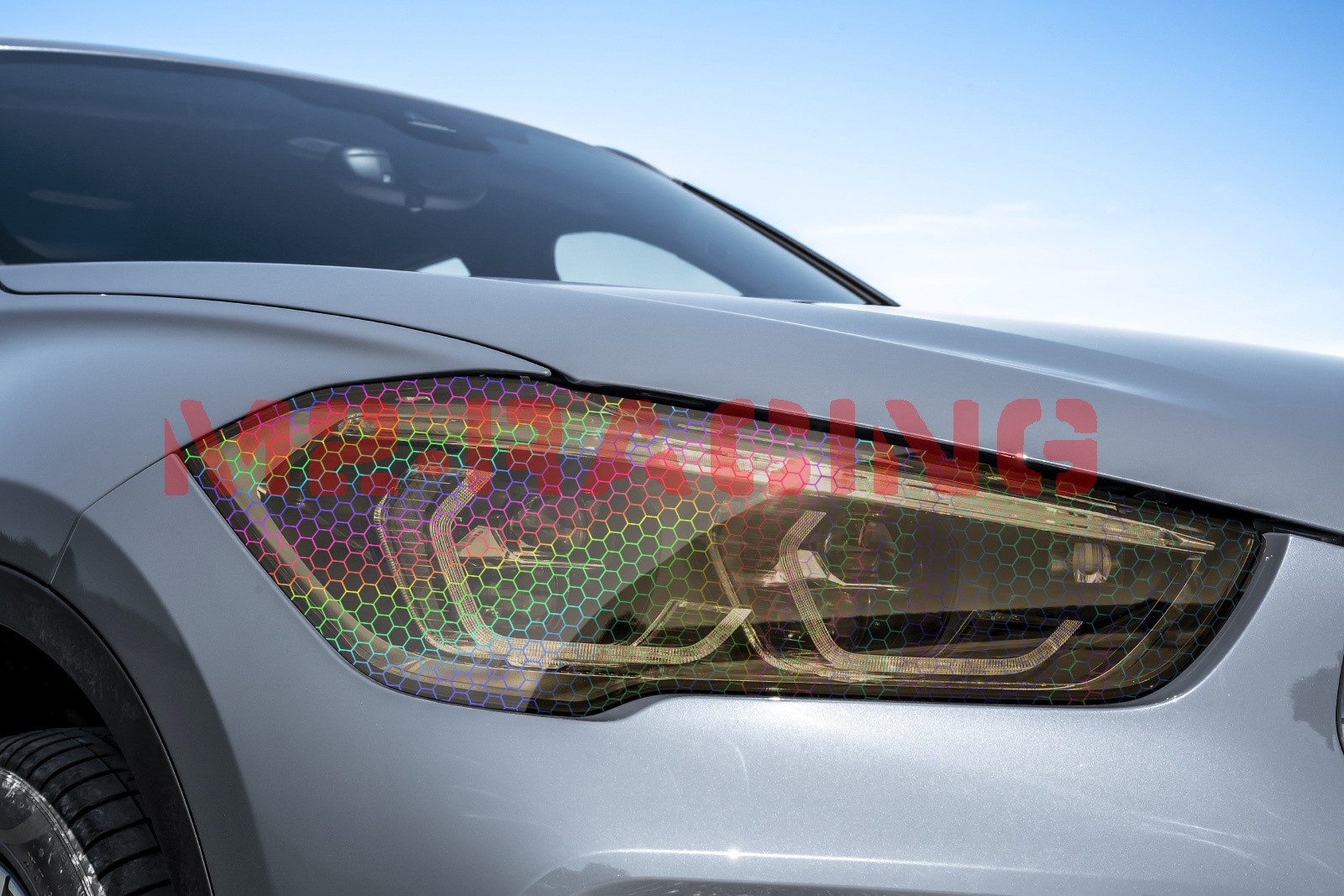 Headlight Hex Holographic Gloss Medium Smoke Taillight Tint Film Fog Sticker DIY