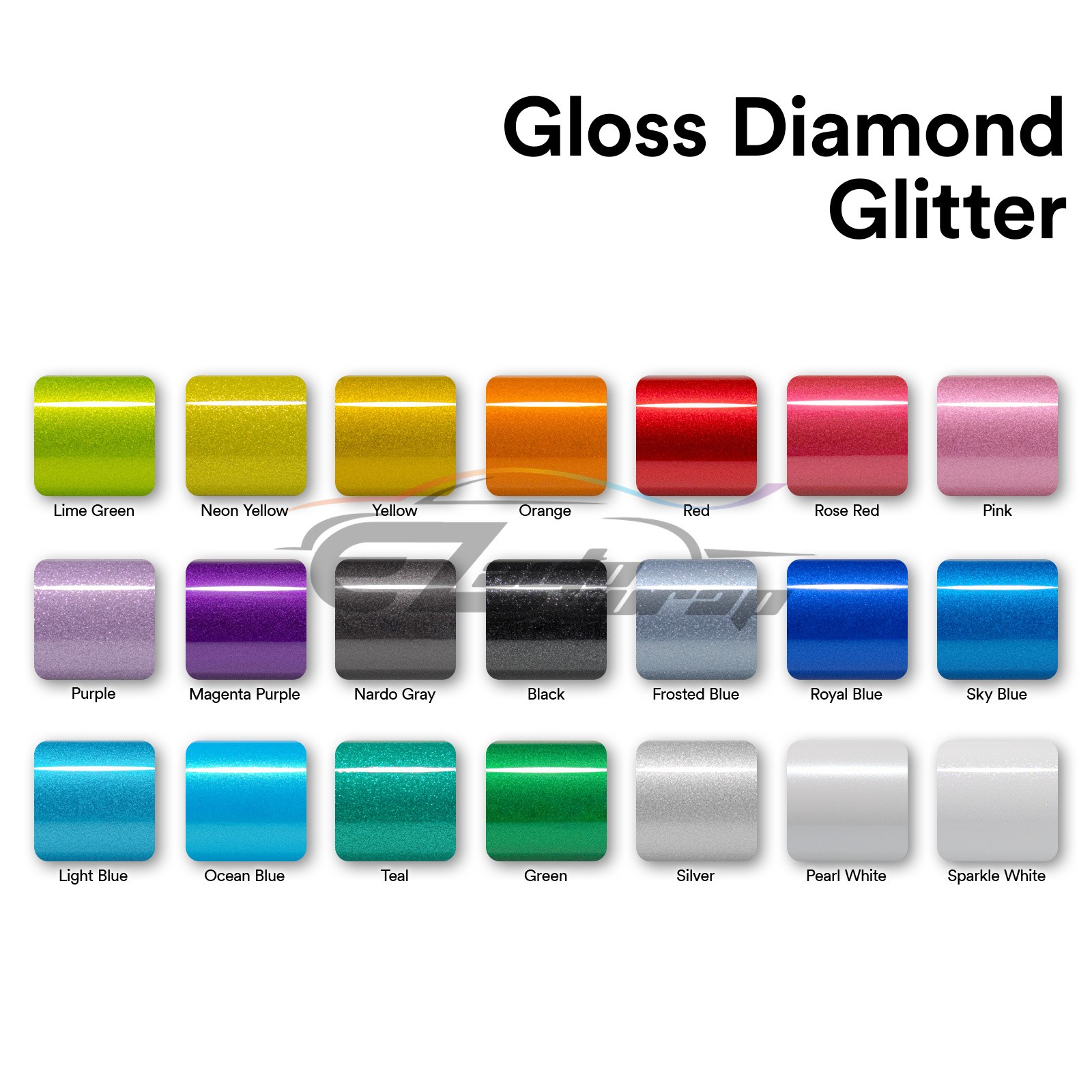 Gloss Diamond Glitter Sky Blue Metallic Car Vinyl Wrap Sticker Bubble Free
