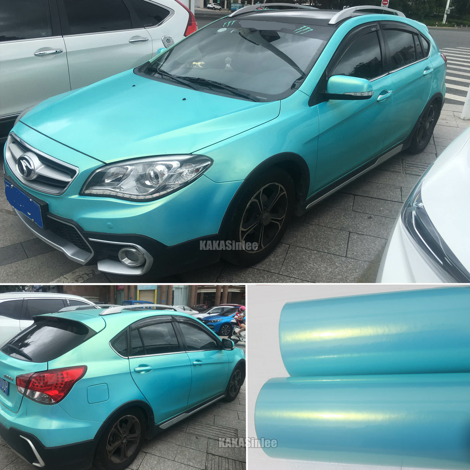 50FT x 5FT Full Car Wrap Chameleon Coral Metallic Chrome Vinyl Sticker Blue HDUS