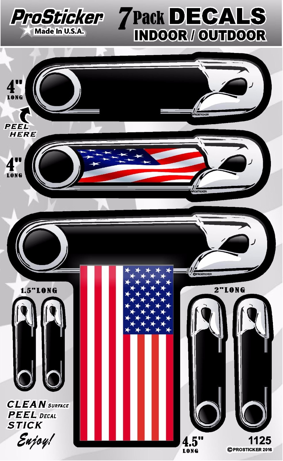 ProSticker 1125 (One) 7 Pack Sheet Safety Pin Solidarity No Fear Stickers