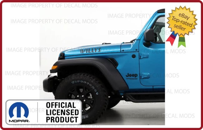 Set 2: 2008 – 2024 Jeep Wrangler WILLYS Hood decals stickers Matte Black SJ1G7