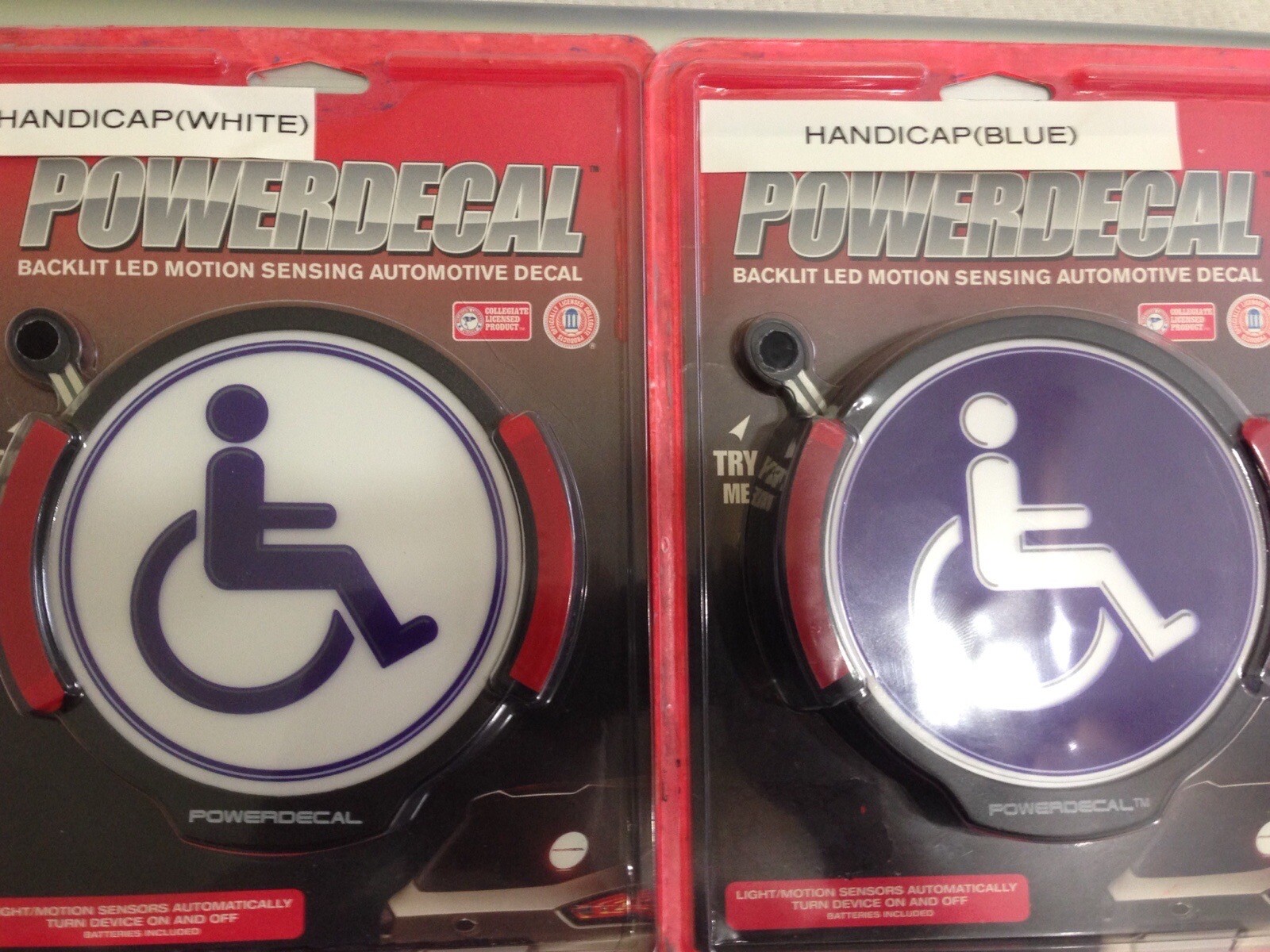 Handicap(White)Light Up Decal Powerdecal Backlit LED Motion Sensing Auto Decal