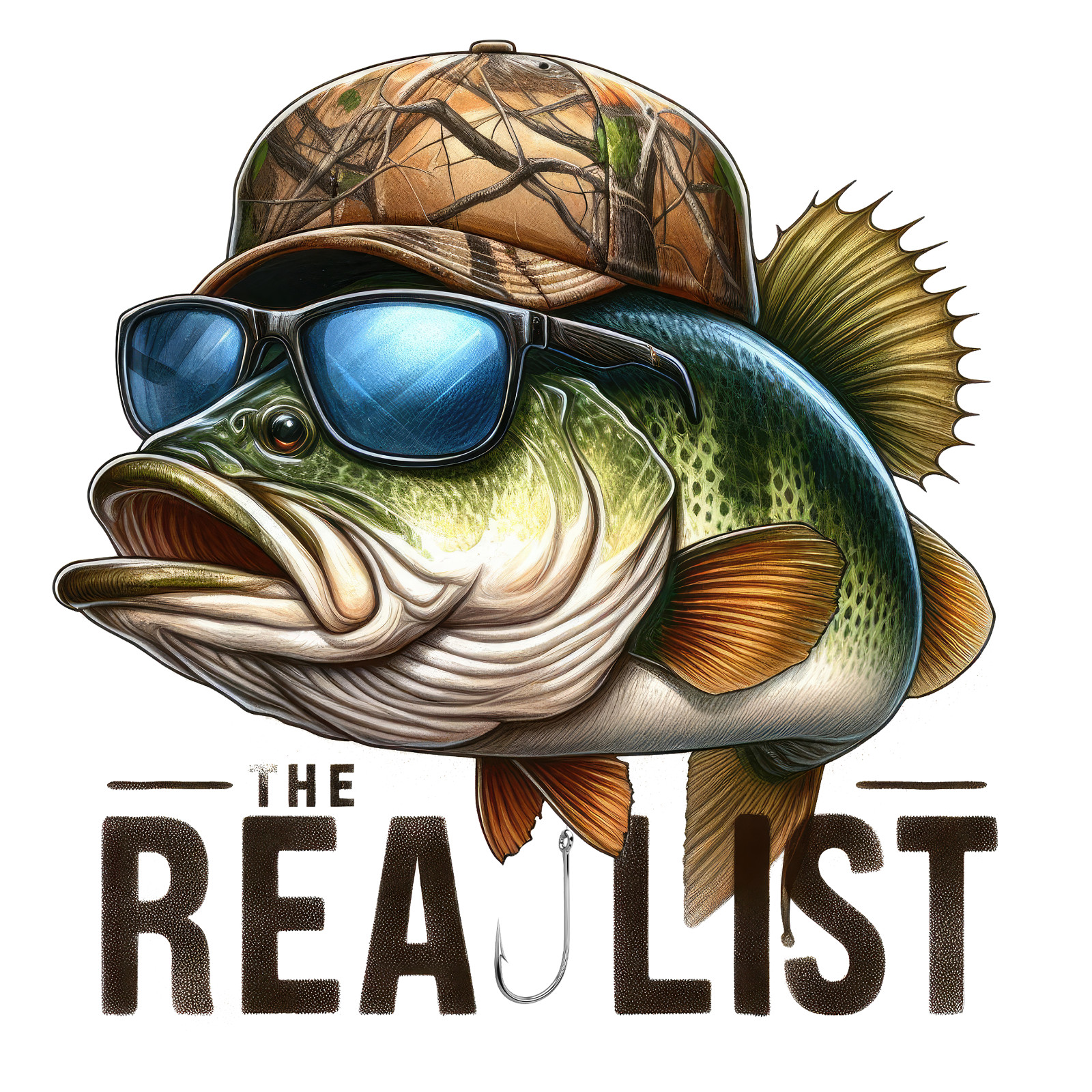 Fishing Phone Sticker (2 Inch) The Realist Fisherman Fish Hat Sunglasses Hook