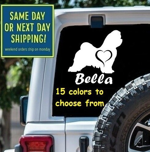 8 Sizes CUSTOM NAME MALTESE HEART STICKER DECAL Car Window MacBook Laptop Tablet