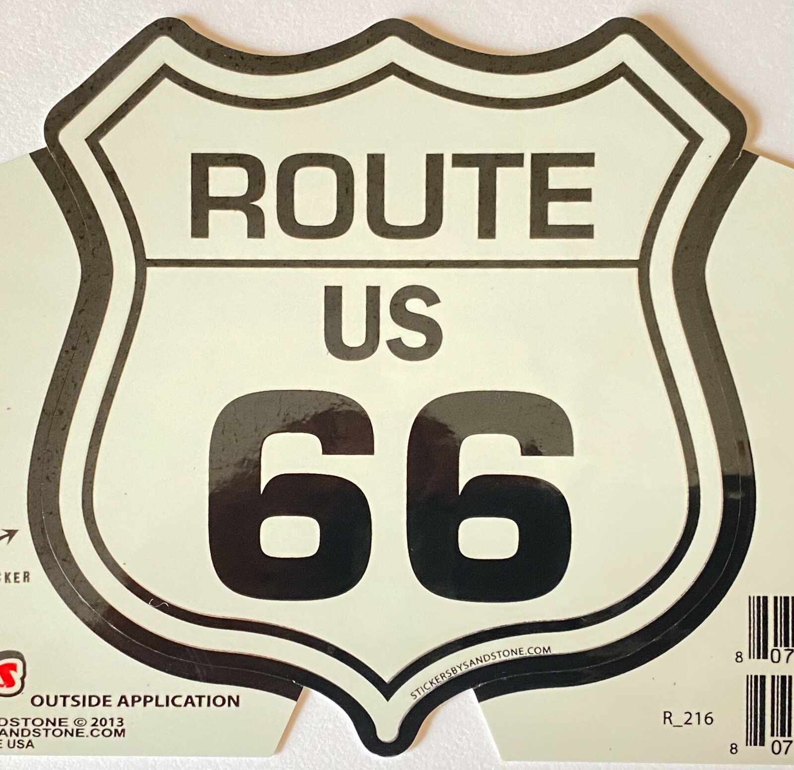 Route 66 Highway Road Marker Black LTR on White Window Bumper Laptop Sticker