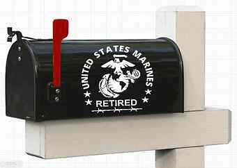 MARINE CORPS MAILBOX – 2 RETIRED VETERAN DECALS – USMC Sticker Home Garden Decor