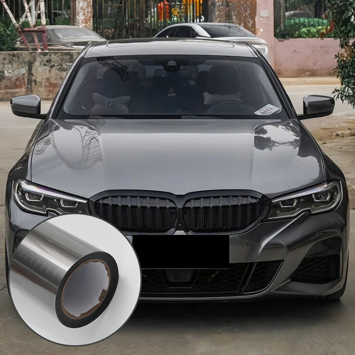 Liquid Metal Tungsten Gray 5FTx50FT PET Vinyl Wrap Self-Adhesive Air Release