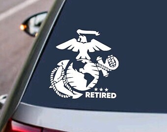 MARINE CORPS RETIRED VETERAN DECAL – USMC Military Sticker Car Truck Decor SUV