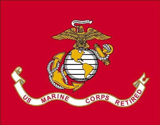 3×4 inch United States Marine Corps RETIRED Flag Sticker (Ret Decal) USMC Lic.